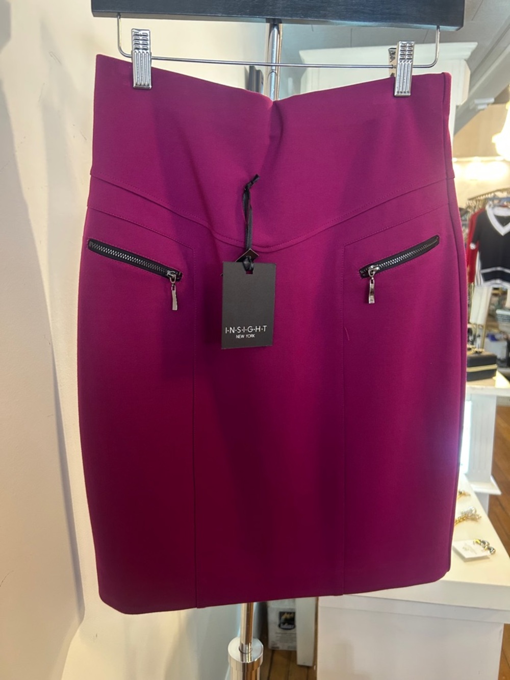 Insight New York Magenta Pencil Skirt with Zip Pockets Size: 4